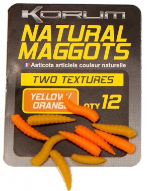 KORUM NATURAL MAGGOT- YELLOW AND ORANGE Насадка искусственная опарыш желтый и оранжевый