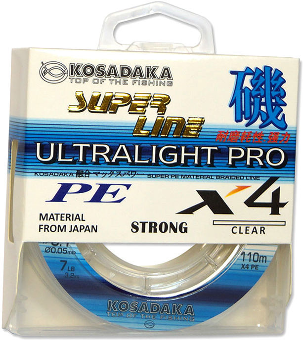 Леска плетеная Kosadaka Super Line PE X4 Ultralight Pro Clear 110м 0.05мм (прозрачная)