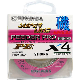 Леска плетеная тонущая Kosadaka Super Line PE X4 Feeder Pro 150м 0.10мм (dark green)