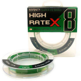 Леска плетеная Kraken High Rate 8X 125 м 0.20 мм Lime (зеленый) KR-15