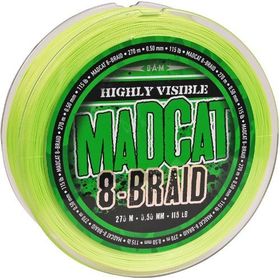 Леска плетеная MADCAT 8-BRAID FLUORO GREEN, 0.40мм