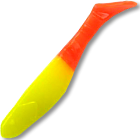 Виброхвост Manns Flipper 7см лимонный с красным хвостом 20шт.