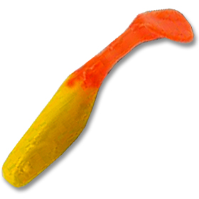 Виброхвост Manns Flipper 9см желтый с красным хвостом 20шт.