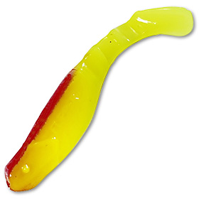 Виброхвост Manns Flipper 7см лимонный флуоресцентный с огненной спиной