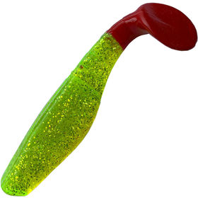 Виброхвост Manns Predator (9см) прозрачно-зеленый с сер блест и красн хвостом (упаковка - 4шт)