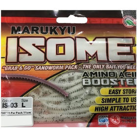 Силиконовая приманка Marukyu Isome L (11.2см) IS03 #White sandworm (упаковка - 15шт)