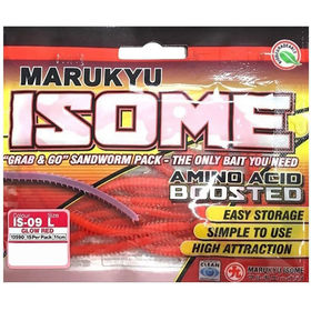 Силиконовая приманка Marukyu Isome L (11.2см) IS09 #Glow red sandworm (упаковка - 15шт)