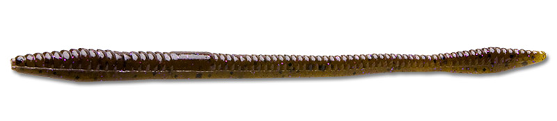 Силиконовая приманка MegaStrike Finesse Worm 6"(15см) Green Pumpkin Copper Purple Flake