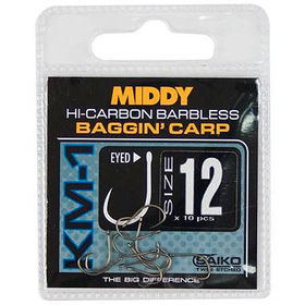 Крючки Middy KM-1 Baggin Carp Eyed Hooks №12 (упаковка - 10шт)