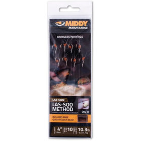 Поводки Middy Method Feeder Las-Soo Barbless №12 0.20мм (упаковка - 6шт)