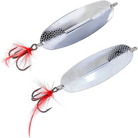 Блесна Mikado Shallow Monster (30г) Silver с красной мушкой