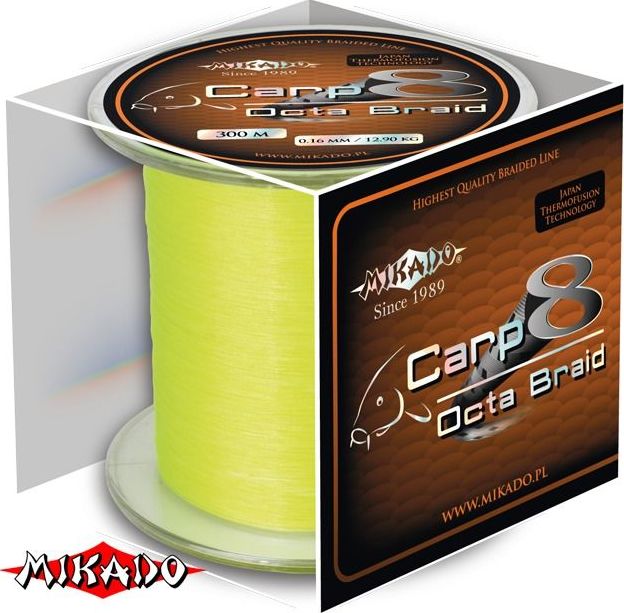 Плетеный шнур Mikado CARP OCTA BRAID 0,16 fluo (300 м) - 12.90 кг.