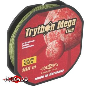 Плетеный шнур Mikado TRYTHON MEGA LINE 0,10 green (100 м) - 7,10 кг.
