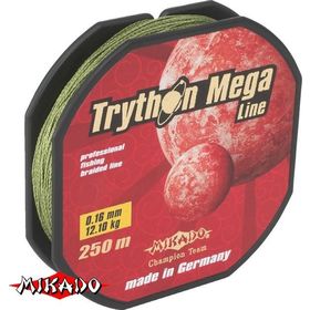 Плетеный шнур Mikado TRYTHON MEGA LINE 0,10 green (250 м) - 7,10 кг.