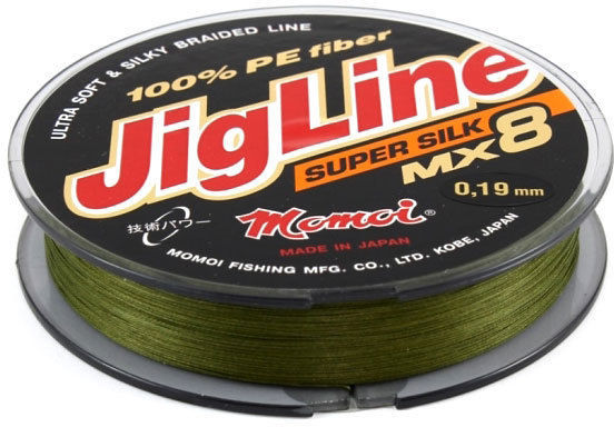 Шнур Momoi JigLine MX8 Super Silk 100м 0,12мм (хаки)