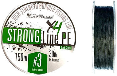 Плетеный шнур Mottomo Strong Line PE 150м 0.128мм (Dark Green)