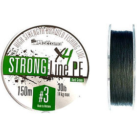 Плетеный шнур Mottomo Strong Line PE 150м 0.128мм (Dark Green)