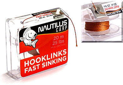Поводковый материал Nautilus Silky Soft Fast Sinking 20м (20lb) Camou Brown