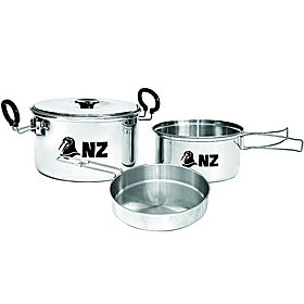 Набор посуды NZ SS 023 из нержавеющей стали (2 кастрюли 1,4л+2,4л, сковорода)