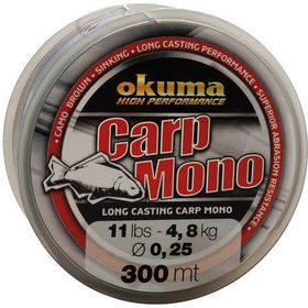 Леска Okuma Carp Mono Dark Brown 300м 0.25мм