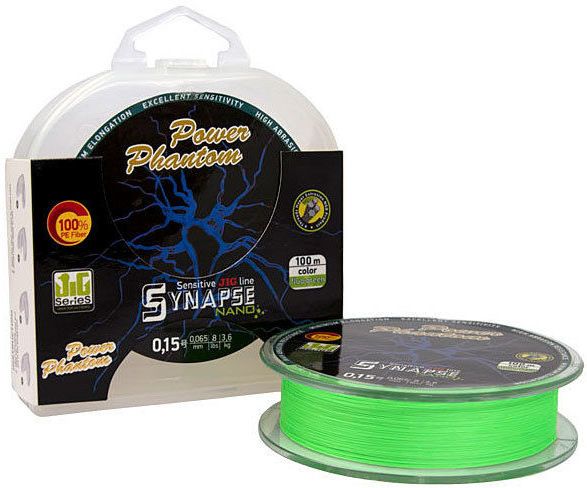 Плетеная леска Power Phantom Synapse Nano PE Fluo-Green 100м 0.12мм (зеленая)