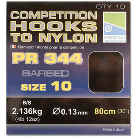 Готовый поводок Preston PRC 344 Hooks to Nylon №10
