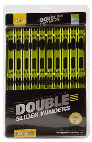 DOUBLE SLIDER WINDERS 13CM - YELLOW Набор мотовил (20шт х 13см) + трей, желтые