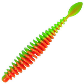Приманка Quantum Magic Trout T-worm P-tail запах сыра (6.5см) Neon Green/Orange (упаковка - 6шт)