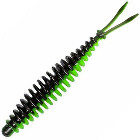 Приманка Quantum Magic Trout T-worm V-tail запах сыра (6.5см) Neon Green/Black (упаковка - 6шт)