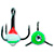 Крючок тройной Капля VD-092C (BN) №8 31 красно-люминисцентно-зеленый+белый страз (упаковка - 10 шт)