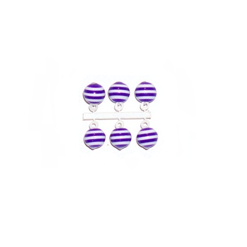 Подвес-серьга Микро-Бис Шар Акрил К (6мм) фиолетово-белый арбуз (6шт)