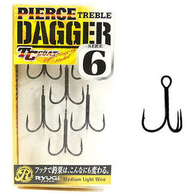 Крючок тройной Ryugi Pierce Treble Dagger TC Coat №6 (упаковка - 6шт)