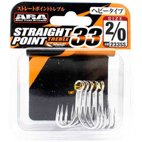 Крючки Sasame Straight Point Treble 233SS 2/0 (упаковка - 5шт)