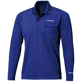 Футболка Shimano Polo Shirt (long sleeve) SH-093N синяя