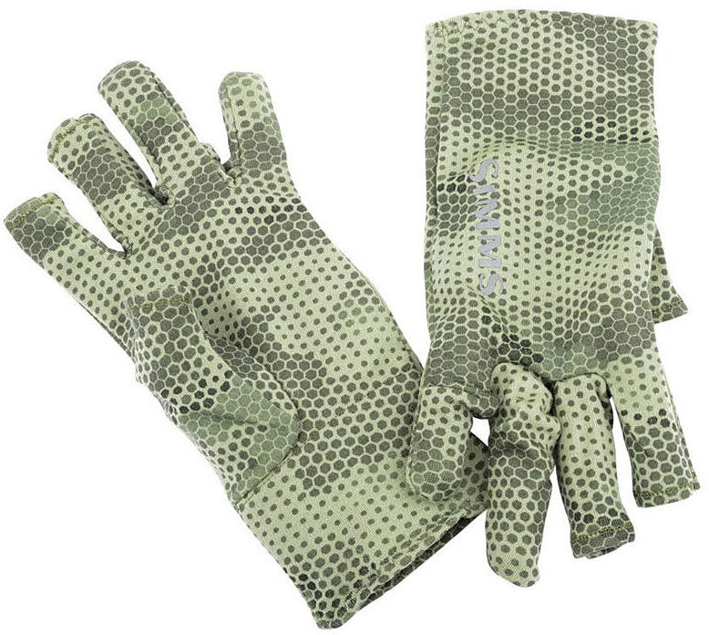 Перчатки Simms Ultra-Wool Core 3-Finger Liner Hex Camo Loden р.S