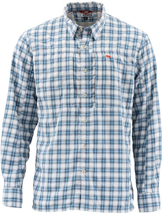 Рубашка Simms BugStopper LS Shirt (Plaid Faded Denim Plaid) р.L