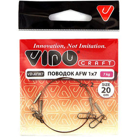 Поводок Vido Craft AFW 1x7 20см/d 0.25мм/7кг (2шт)