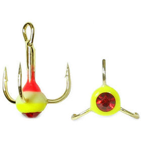 Тройник Капля №10 Золото VD-092C (BN) 34 красно-люминисцентно-желтый+красный страз (10шт)