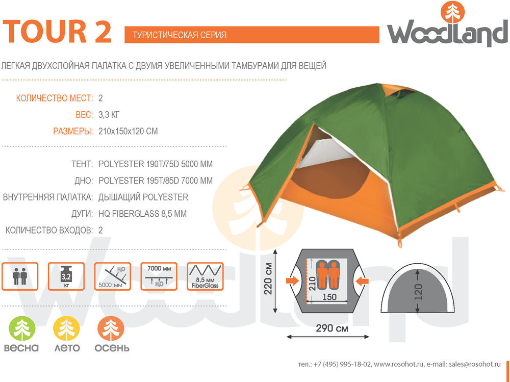 Палатка туристическая WoodLand TOUR 2