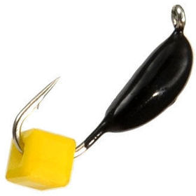 Мормышка безнасадочная Яман Банан черный 3.5мм (0.7г) ядреный кубик желтый (5шт)