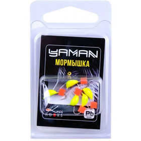 Мормышка безнасадочная Яман Банан желтый 3.5мм (0.7г) ядреный кубик красный (5шт)