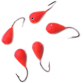 Мормышка вольфрамовая точеная Яман Капля с отверстием №3 (0.6г) красный (5шт)