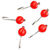 Мормышка вольфрамовая Яман Полусфера с ушком с красным флюриком №3 (0.2г) никель (5шт)