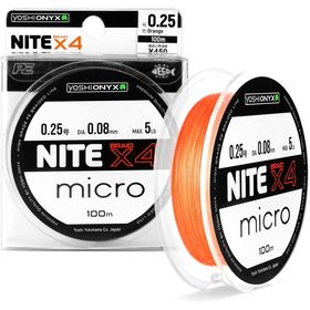 Леска плетеная Yoshi Onyx Nite Micro х4 Orange 100м 0.08мм (оранжевая)