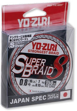Леска плетеная Yo-Zuri  Super Braid 8 #1.2 0.19 mm (серебристая)