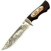 Нож Близнец 95х18 венге, литье, гравировка, кость (Семин)